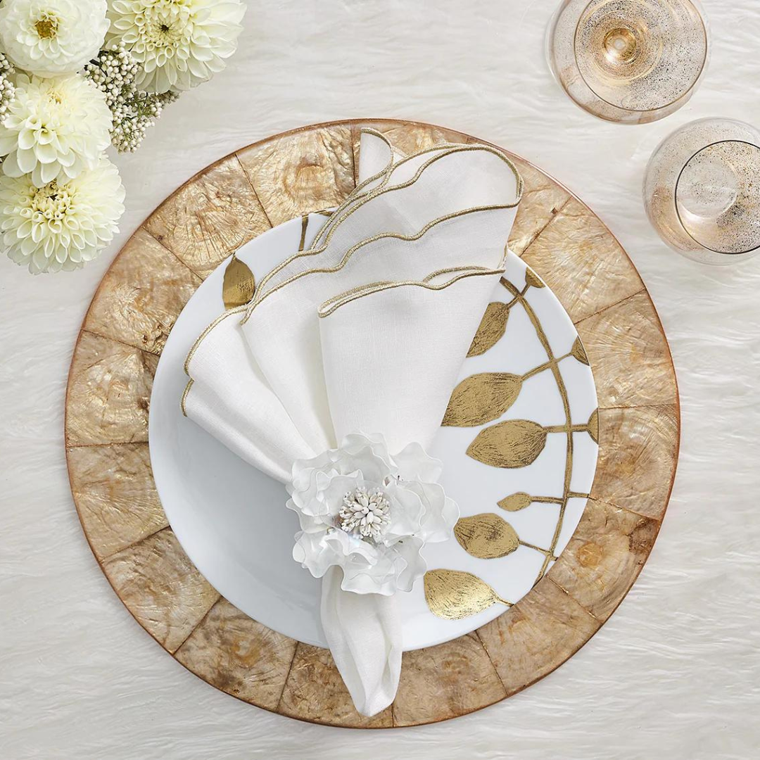Luminance Napkin in White & Gold - Set of 4 – Current Home NY