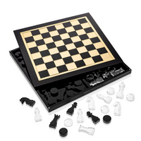 Luxe Chess and Checkers Set - Gold and Black.
