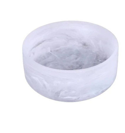Round white Dawn Resin Swirl Serving Bowl White - Medium with a translucent, marbled swirl pattern.