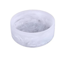 Round white Dawn Resin Swirl Serving Bowl White - Medium with a translucent, marbled swirl pattern.