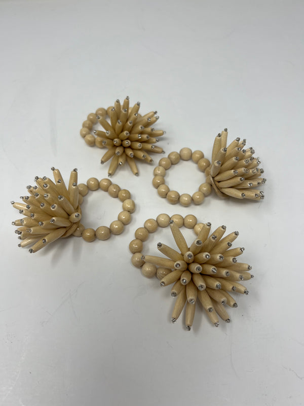 Desert Palm Natural Wood Napkin Ring Set of 4