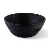 Mango Wood Textured Salad Bowl - Black.