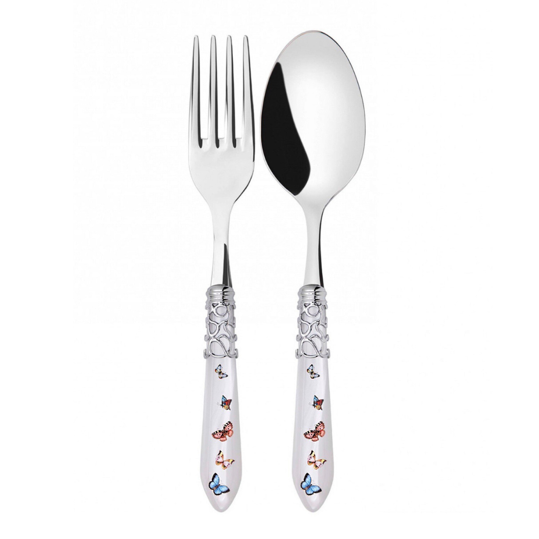 Melodia Brilliant Butterflies 2 Piece Serving Set White.