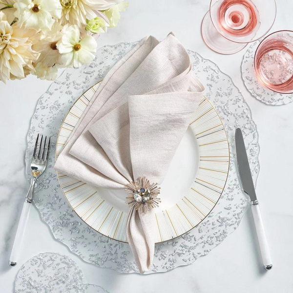 【美品】NEAT plastic linen standard 44 Metallic Linen Napkin Natural Silver Set of 4 – Current Home NY