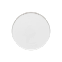 A plain, round, white plate from the Costa Nova Resonance Porcelain Dinnerware collection by Costa Nova is photographed from above on a white background.