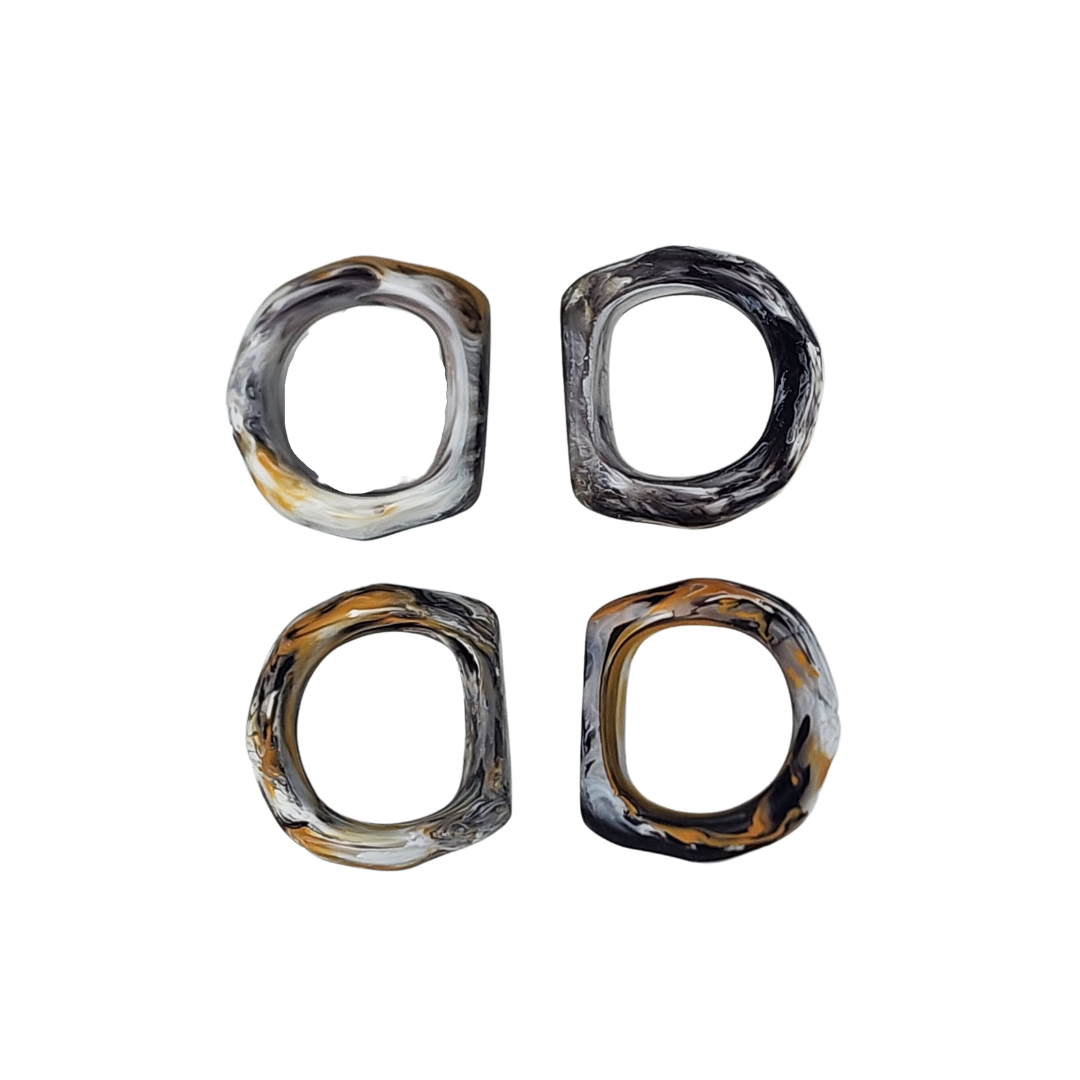 Swirl Colored Resin Napkin Ring Set of 4 - Mocha