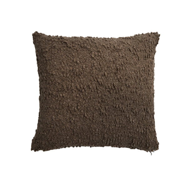 The Murphy Pillow Walnut by Pom Pom At Home is a rectangular, brown pillow with a nubby bouclé texture—ideal as a cozy accent and modern home décor piece. Shown against a plain white background.