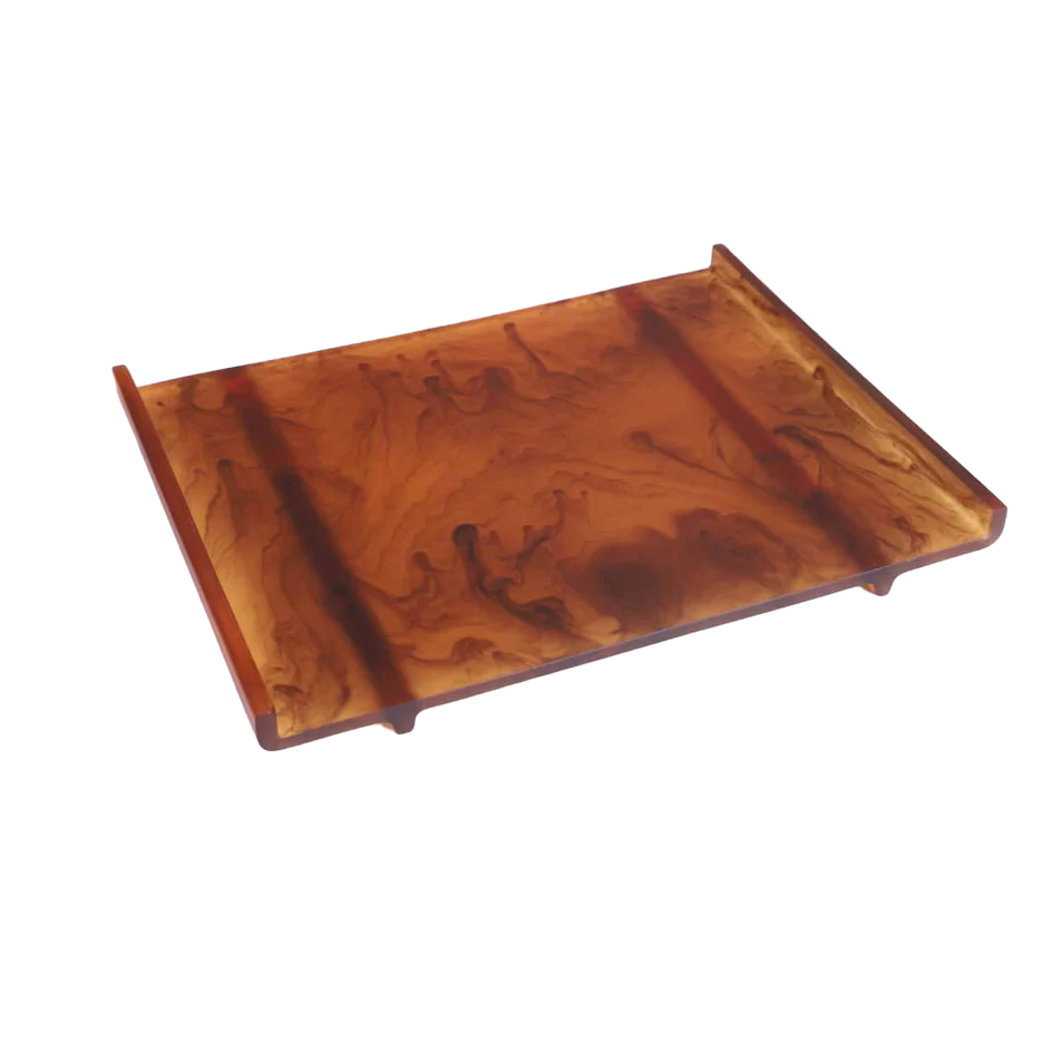 Dawn Resin Swirl Serving Tray - Brown