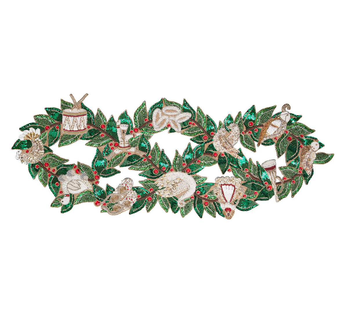 Christmas Carol Runner in Red, Green & Gold