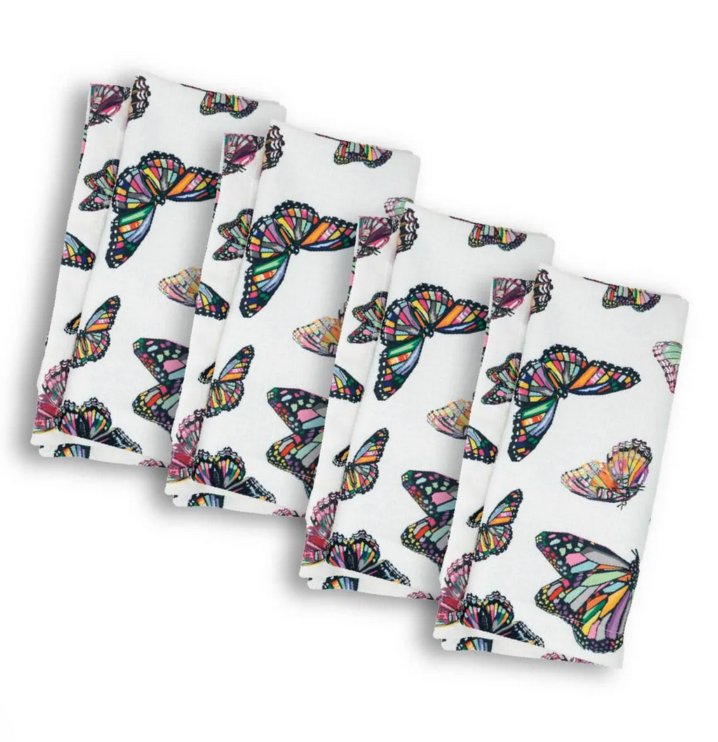Elizabeth Sutton Home Butterflies Faux Linen Napkin Set of 4