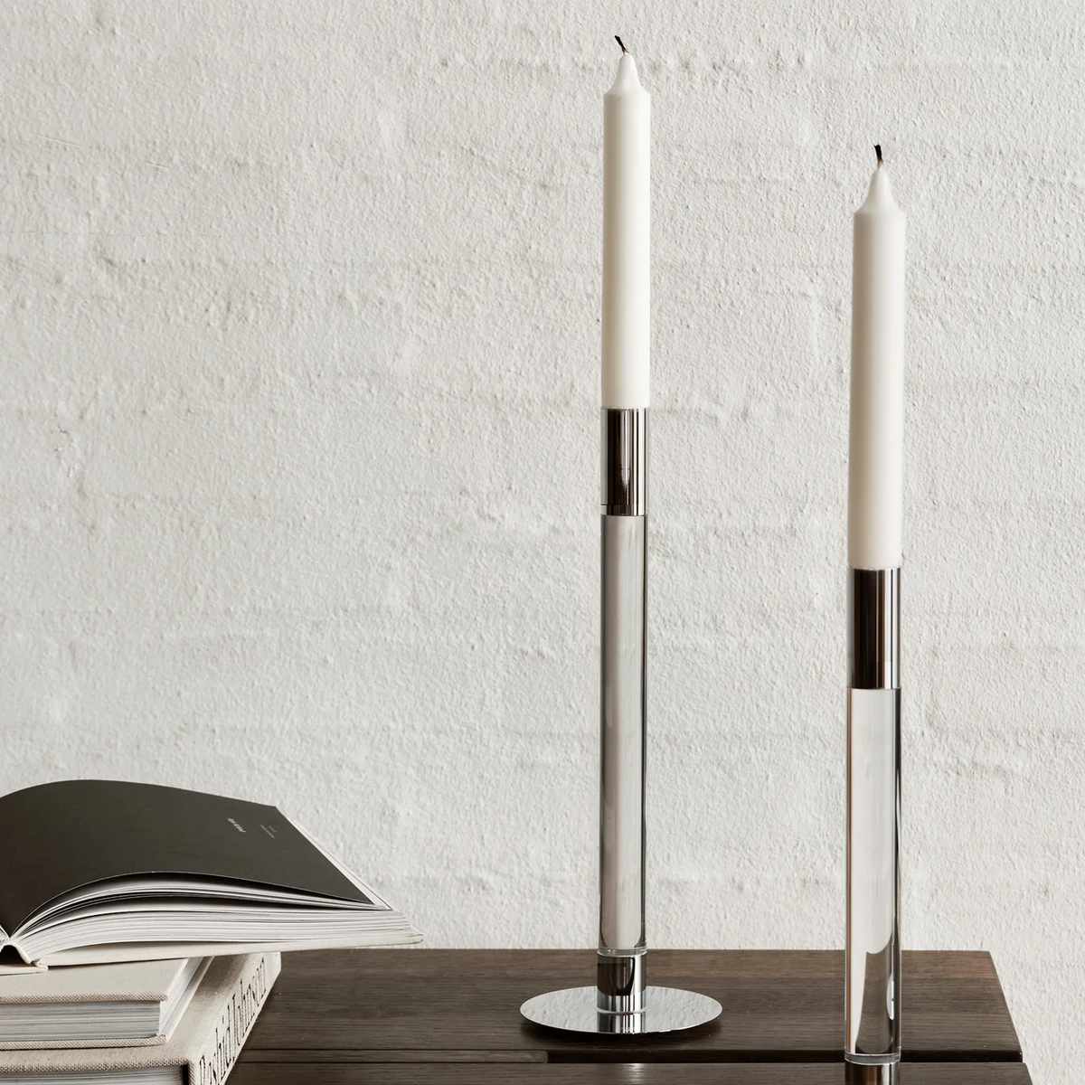 Lumiere Candlestick Silver Set of 2 -