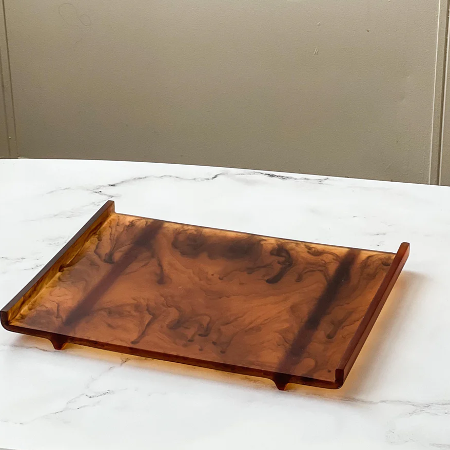 Dawn Resin Swirl Serving Tray - Brown