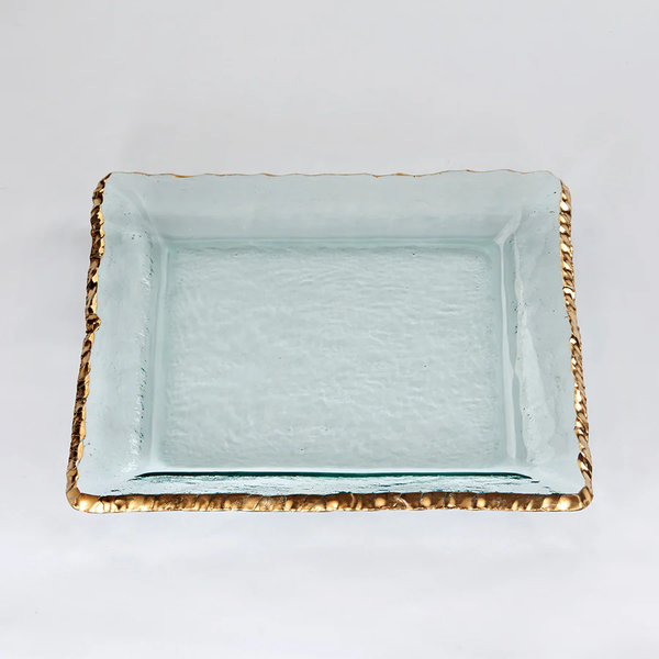 Edgey Square Platter Gold 12"