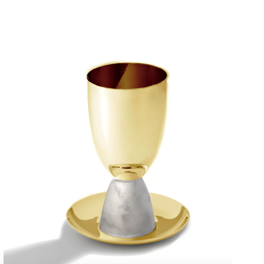Coluna Kiddush Cup  Marble  Gold