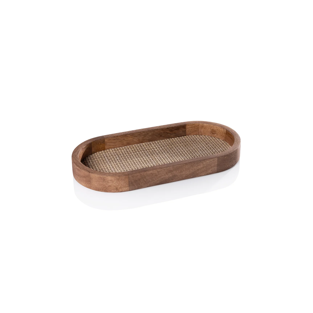 Rattan Inlay Oval Tray -