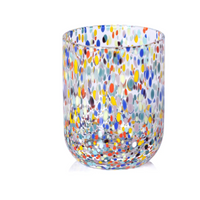 The Zodax Spritz Sprinkles Tumbler features colorful spots in blue, yellow, red, orange, and purple—ideal for adding vibrant charm to your festive tableware. Shown on a white background.
