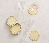 Bejeweled Coasters & Holder, Gold & Crystal Set of 4