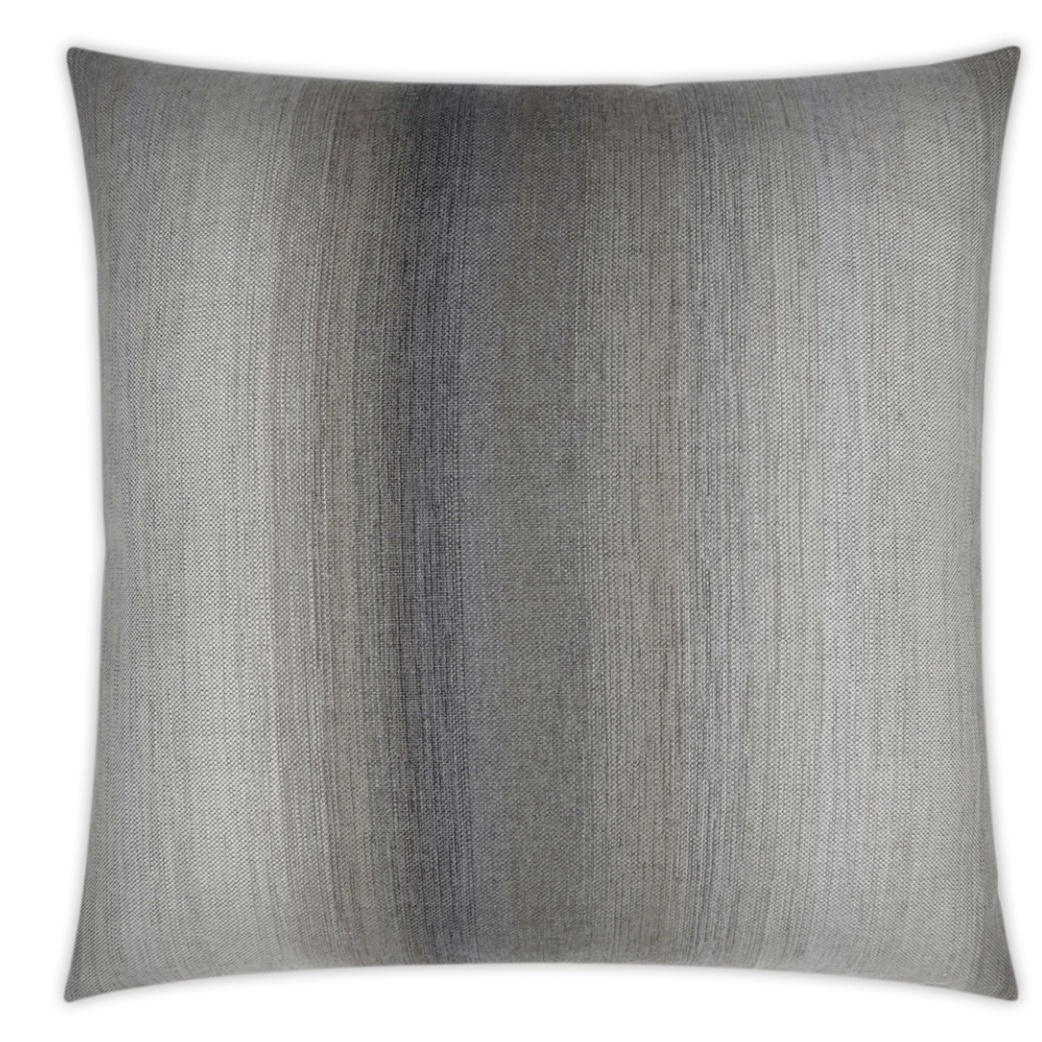 The D.V. KAP Outdoor Pillow Meditate - Fog 22 x 22 features a subtle vertical gradient in gray, taupe, and beige on weather-resistant fabric, bringing a soft, modern accent to your patio décor.