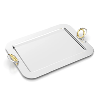 Ring Rectangle Serving Tray Silver -