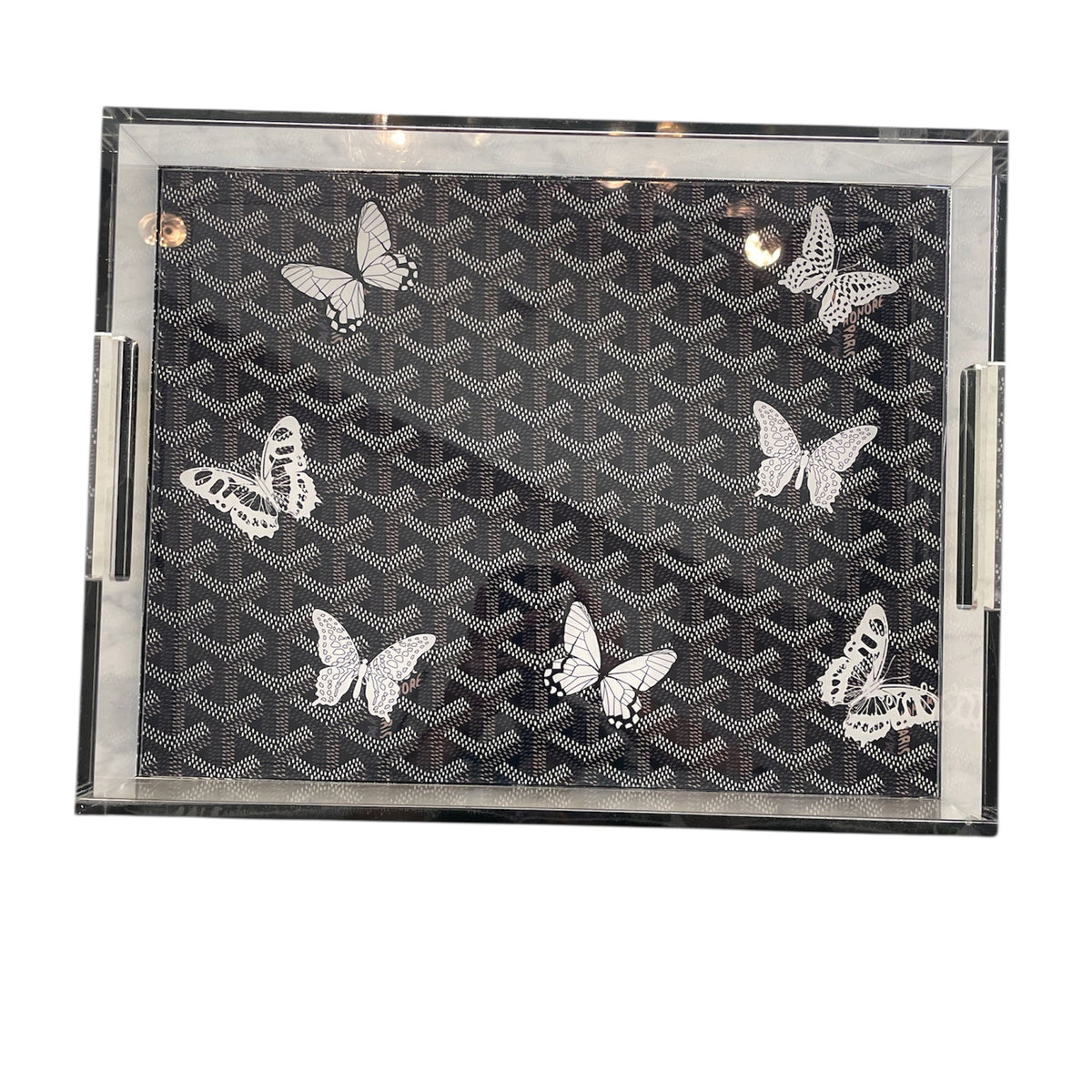 Grandeur Tray - Maison Black w/ White Butterflies 14 x 18