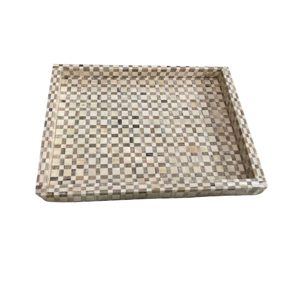 Etched Bone Natural Tile Tray