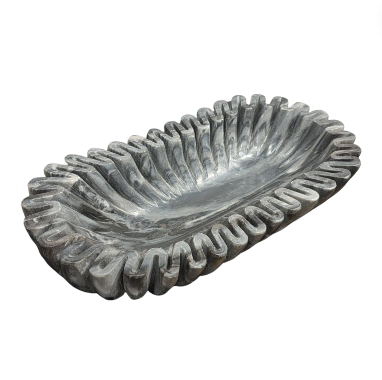 Rift Marble Oval Bowl