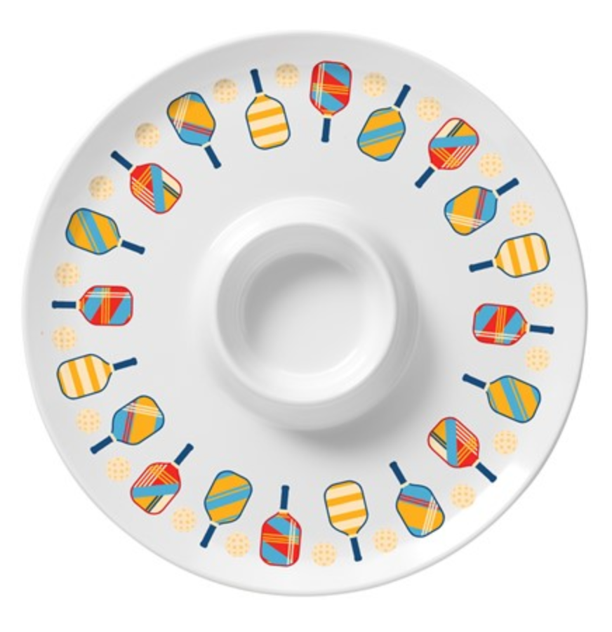 Pickleball Melamine  Round Chip & Dip 13"