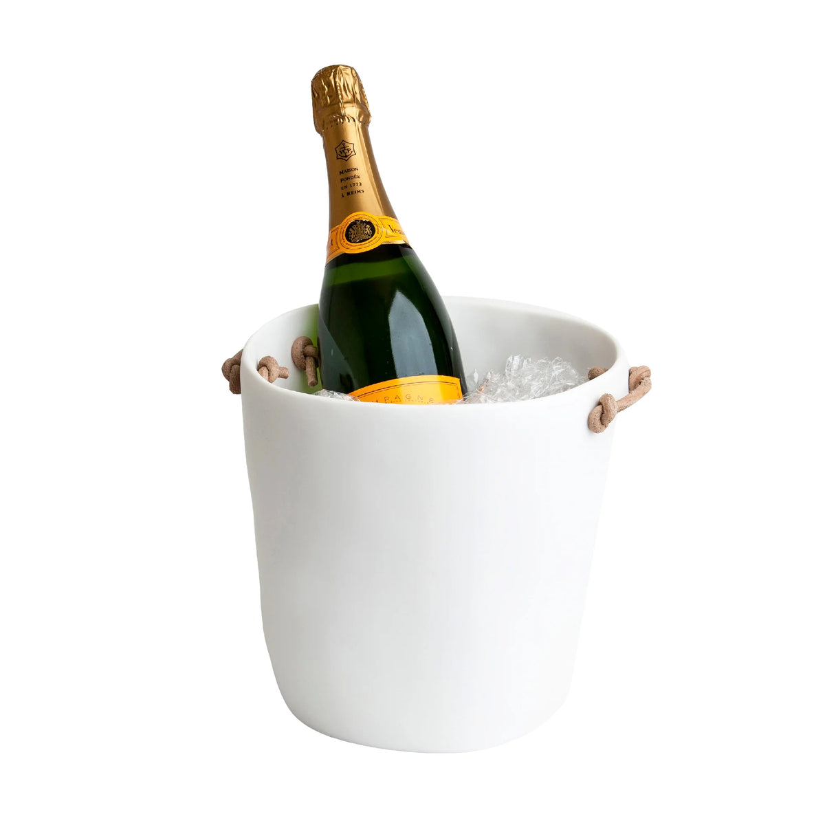 Champagne Bucket Leather Handle White