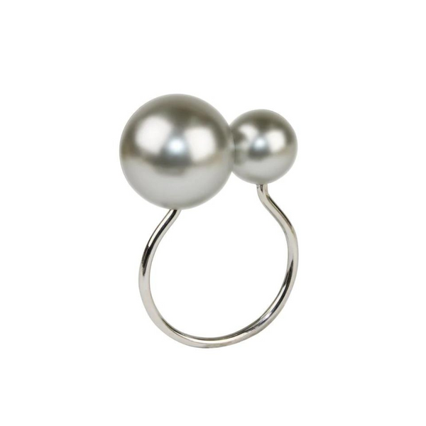 Pearl Napkin Ring - Grey & Silver.