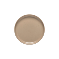 The Casafina/Costa Nova Pacifica Chestnut plate is a plain, round, beige ceramic dish shown from above on a white background.
