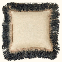 Jute Hand Dyed Fringe Pillow Carbon