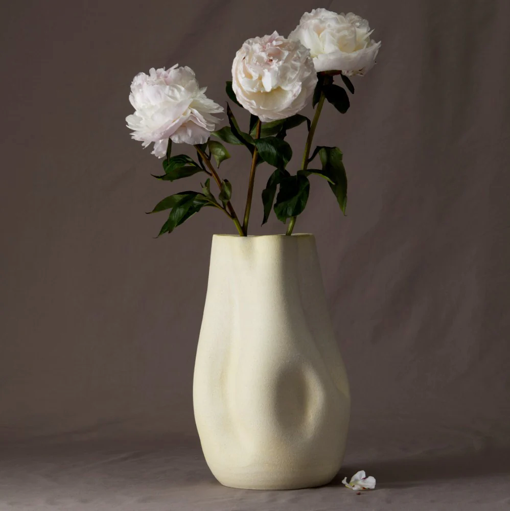 Everly Vase Medium Raw Blanc