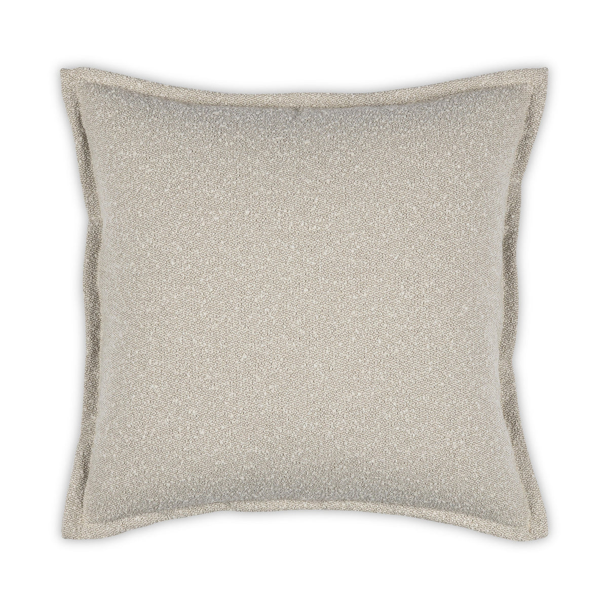 The Oakley Penelope Pillow by Moss Studio, in a 22 x 22 inch size and oatmeal color, features a square shape with subtle textured fabric and a modern flange edge, shown against a white background.