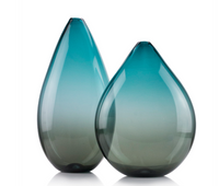 Double Ombre Teardop Turquoise & Smoke Vase