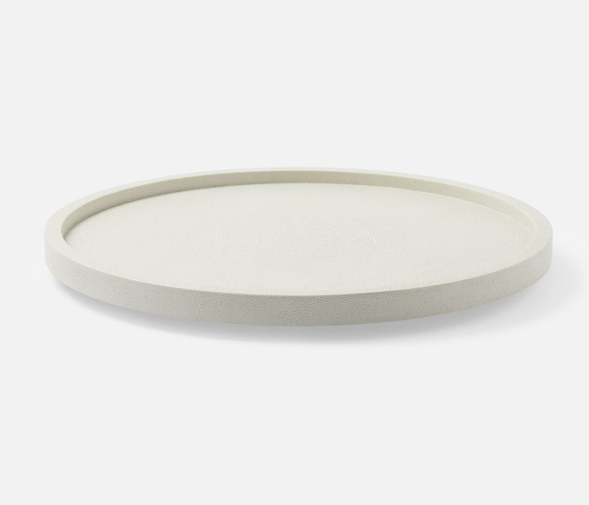 Calvin Faux Shagreen Lazy Susan White