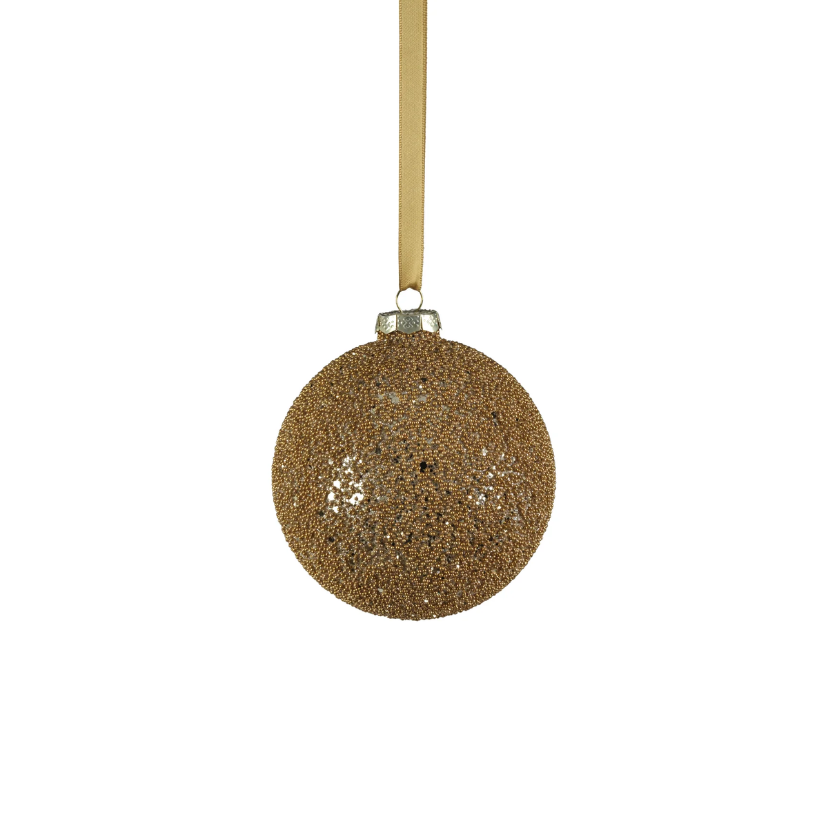Beaded Ball Gold Ornament