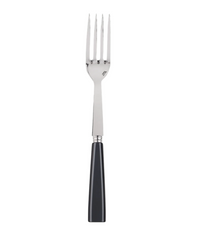 The Sabre Icone Serving Fork features four silver prongs and a black handle, displayed upright against a plain white background.