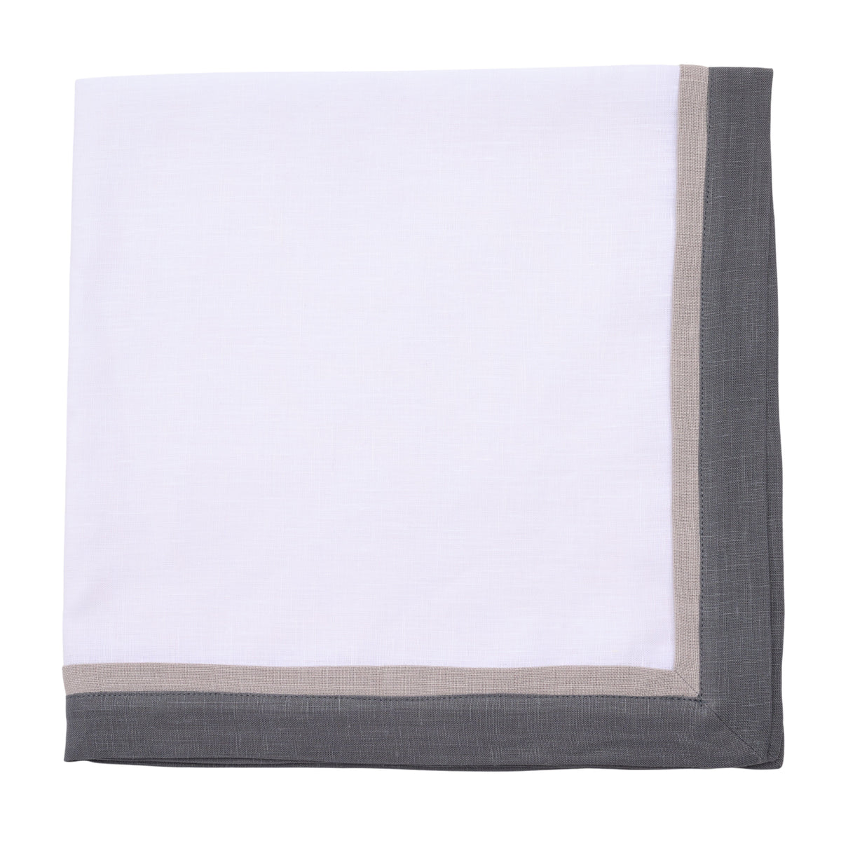 Tailored Border Napkin s/4 - White / Silver/ Charcoal