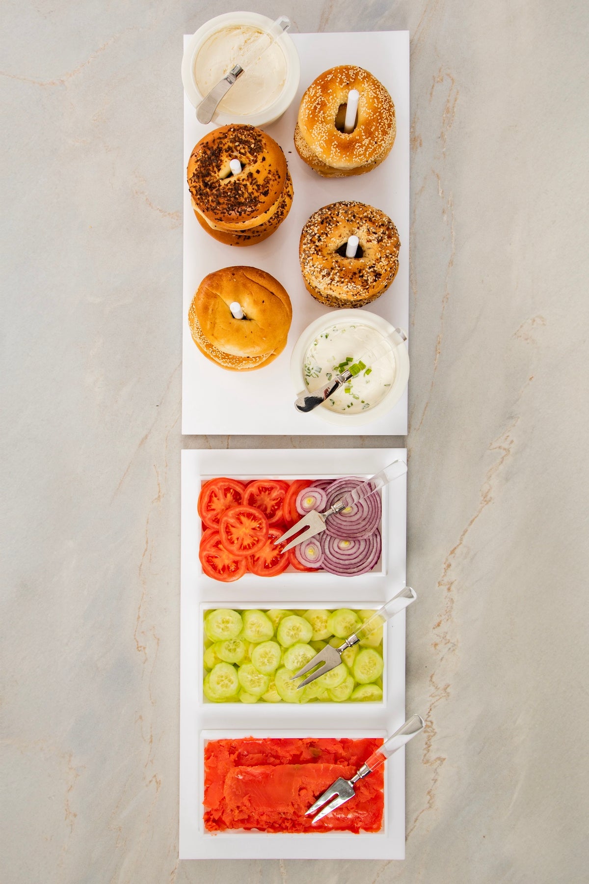 Acrylic Bagels On Board Tray - White