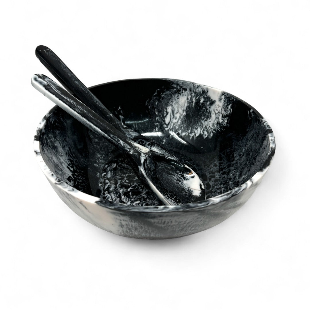 Radiant Resin Salad Servers Set of 2 - Black & White.