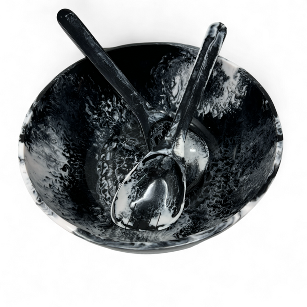 Radiant Resin Serving Bowl - Black & White.