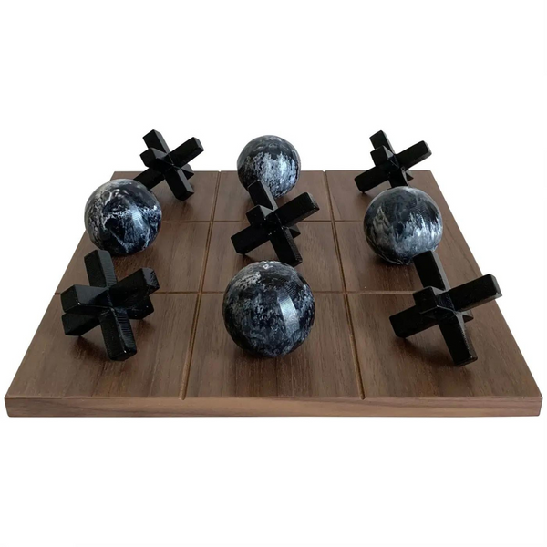 Resin Marble Tic Tac Toe - black. 