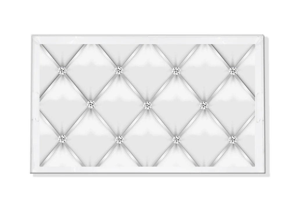 Tufted Silver with Diamonds Vanity Tray -