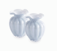 Two small periwinkle blue Beatriz Ball Glass Vento Vase Set of 2 vases with fluted, petal-like rims.