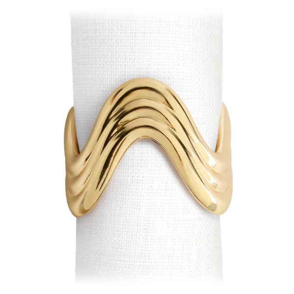 Ripple Napkin Ring Set of 4 - Gold.