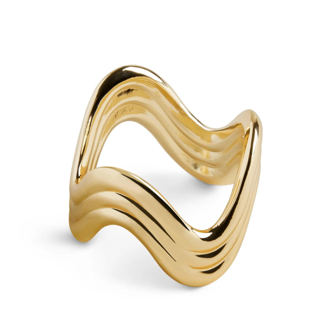 Ripple Napkin Ring Set of 4 - Gold.