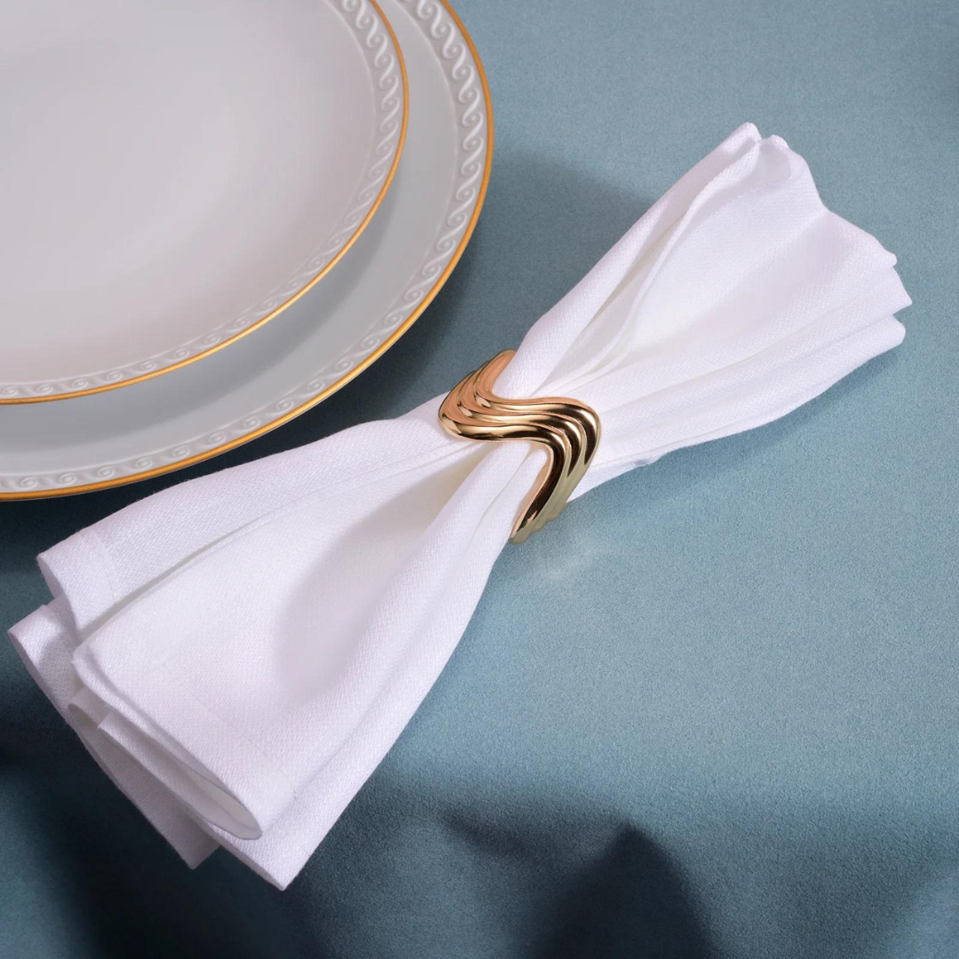 Ripple Napkin Ring Set of 4 - Gold.