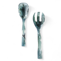 Ripple Resin Salad Servers Moss. 