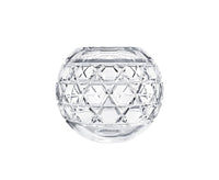 Clear Royal Vase - Saint-Louis/Hermes spherical vase featuring a geometric, diamond-cut pattern.