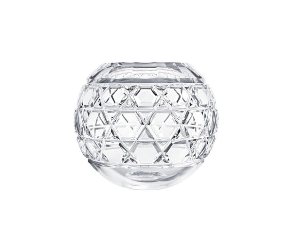 Clear Royal Vase - Saint-Louis/Hermes spherical vase featuring a geometric, diamond-cut pattern.